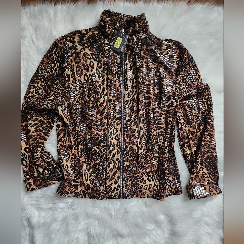 Lisa International Sequined Leopard Jacket